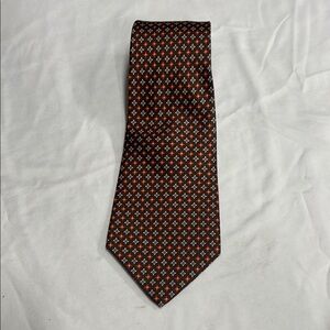Oleg Cassini Brown‎ and Orange Silk Tie